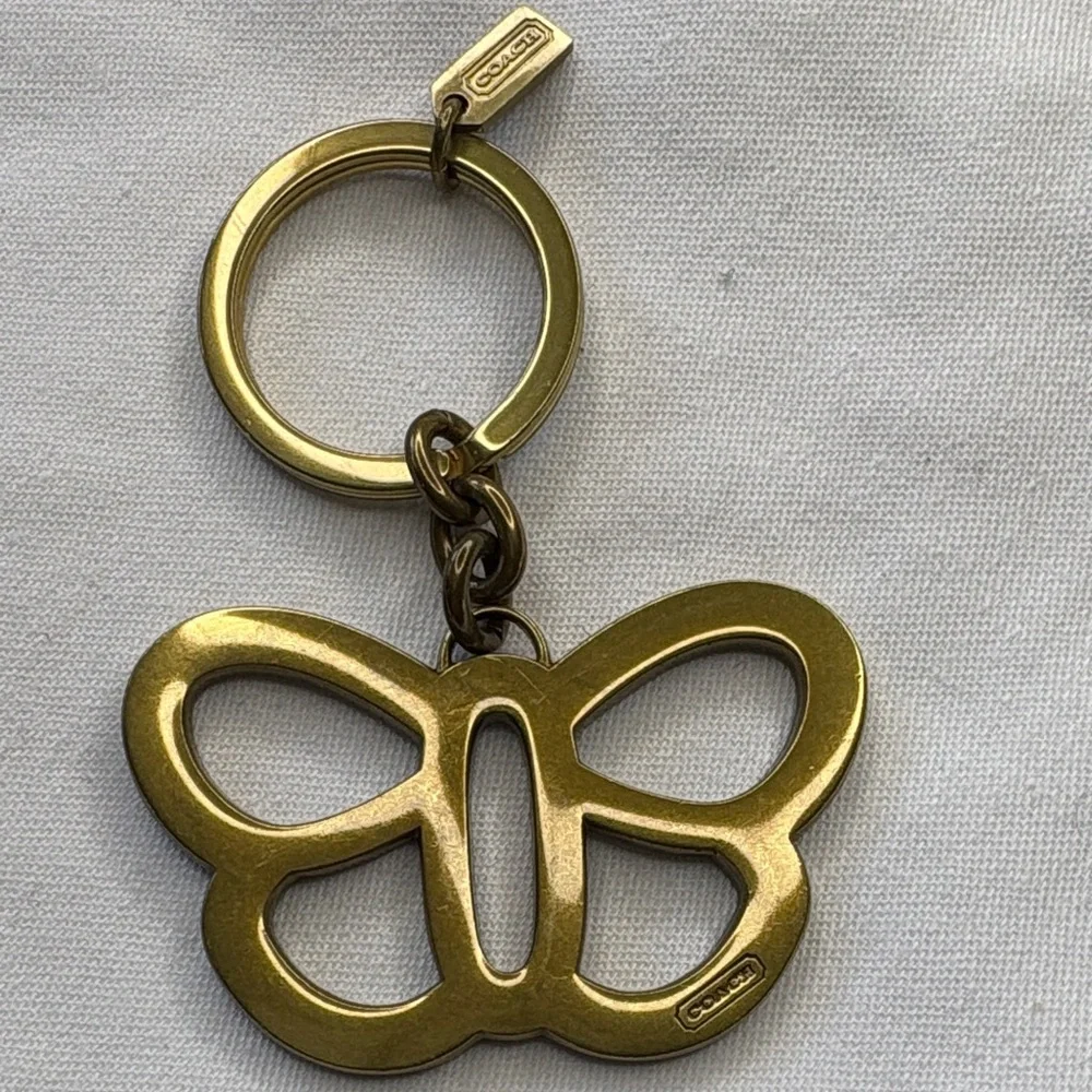 Coach Gold-Tone Butterfly Keychain Key Ring - Picture 1 of 7